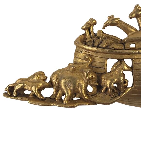 Noah's Ark Pin Brooch with Matching Bracelet Gold-Tone c.1980's A.J.C. Jewelry - Picture 3 of 8